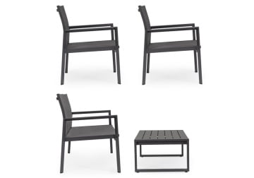 Set mobilier de gradina, 4 piese, metal / textilena, antracit, Kallen Yes - Img 6