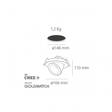 Spot incastrat LED COB Periscope, alb, Max 20W, lumina neutra, Kelektron – cadru de catalog cu produsul