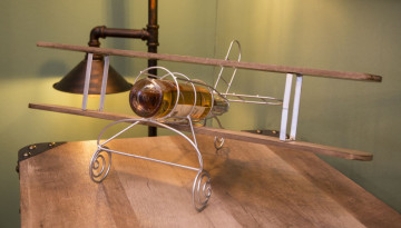 Suport pentru sticle maro din lemn si metal, 67,7x38x22 cm, Aviator Mauro Ferretti - Img 5