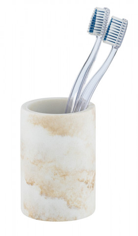 Suport periute si pasta de dinti Odos, Wenko, 8 x 10 cm, polirasina, alb/bej - Img 1