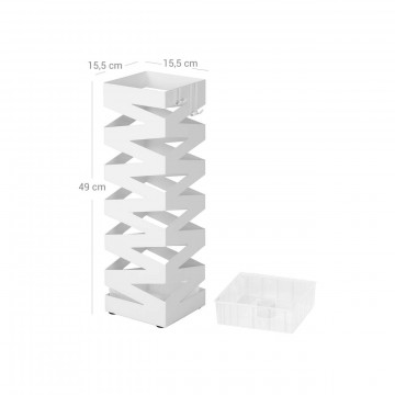 Suport umbrela cu decoratiuni, 15.5 x 15.5 x 49 cm, metal, alb, Songmics - Img 6