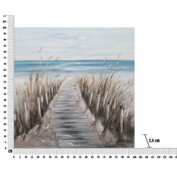Tablou decorativ din panza si lemn de pin, 100 x 3,8 x 100 cm, Beach Mauro Ferreti - Img 5