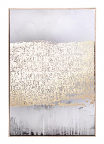 Tablou decorativ gri/auriu din MDF si panza, 82,6x4,3x122,6 cm, Bold Abstract Bizzotto - Img 1