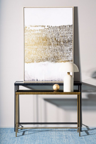 Tablou decorativ gri/auriu din MDF si panza, 82,6x4,3x122,6 cm, Bold Abstract Bizzotto - Img 3