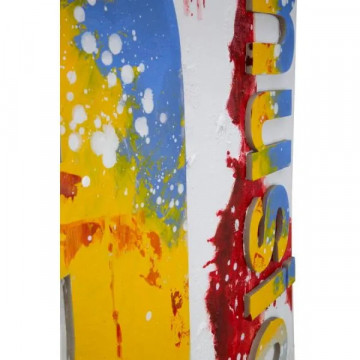 Tablou decorativ multicolor din lemn de pin si panza, 100 x 3,5 x 100 cm, Music Mauro Ferreti - Img 6