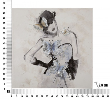 Tablou decorativ multicolor din lemn de Pin si panza, 80x2,8x80 cm, Woman-B Mauro Ferretti - Img 6