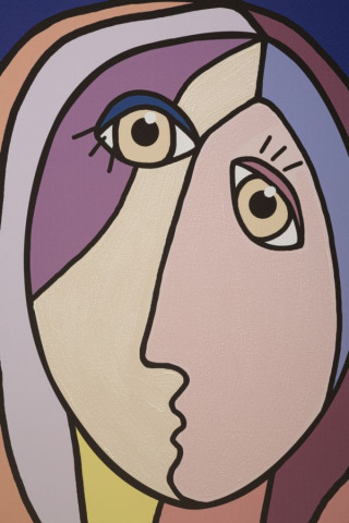 Tablou decorativ multicolor din lemn de Pin si panza, 80x3x120 cm, Double Face-B Mauro Ferretti - Img 2
