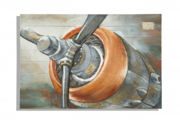 Tablou gri / portocaliu din lemn si panza, 120 x 3,7 x 80 cm, Aviator Mauro Ferreti - Img 1