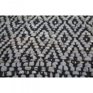 Taburet gri din piele ecologica si bumbac, Ø 50 x 40 cm, Damasco Mauro Ferreti - Img 5
