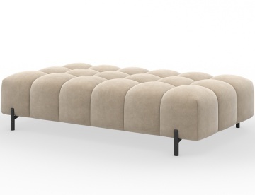 Taburet Tapitat cu Picioare Ferivo, 140x70x40 cm, beige velvet – Aura 18