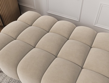 Taburet Tapitat cu Picioare Ferivo, 140x70x40 cm, beige velvet – Aura 18 - Img 8