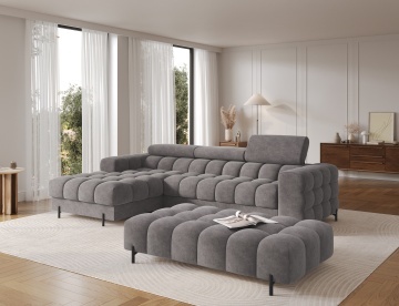 Taburet Tapitat cu Picioare Ferivo, gri velvet – Aura 04 - Img 5