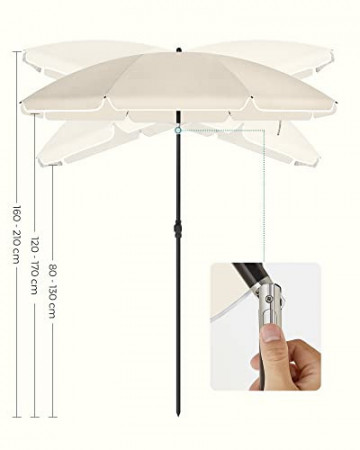 Umbrela de gradina crem din poliester si metal, ∅ 160 cm, Vasagle - Img 6