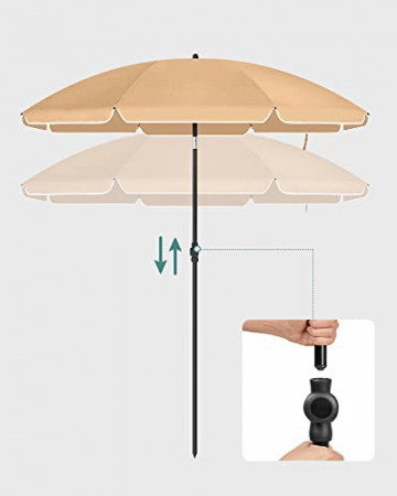 Umbrela de gradina gri taupe din poliester si metal, ∅ 160 cm, Vasagle - Img 4
