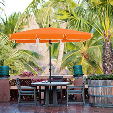 Umbrela de gradina portocalie din poliester si metal, 200x125 cm, Vasagle - Img 3