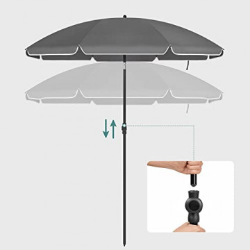 Umbrela de plaja / gradina cu sistem de inclinare, metal / textil, gri, Songmics - Img 7