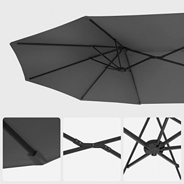 Umbrela dubla de gradina gri antracit din poliester si metal, 460x270 cm, Vasagle - Img 8