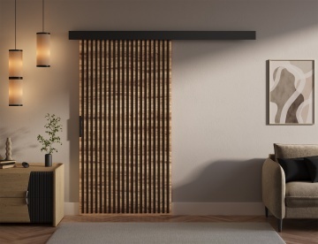 Ușă glisantă Perion – 106x1.6x205 cm – Stejar Wotan / Negru - Img 3