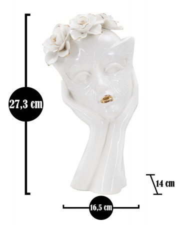 Vaza alba din portelan, 16,5x14x27,3 cm, Woman Mask Mauro Ferretti - Img 6