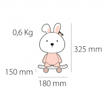 Veioza pentru copii Cute Pet Rabbit 3, 1x E14 / 7W / 12V, roz, Kelektron - Img 4