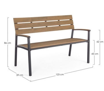 Bancă din aluminiu, antracit, 123x59x86 cm, Isak Yes - Img 2