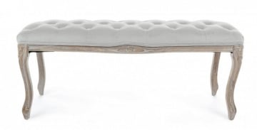 Bancheta gri, din catifea si lemn de Mesteacan, 110 cm, Mathilde, Bizzotto - Img 3