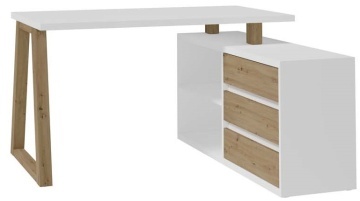 Birou de colț IWO II – 135x115x75.2 cm – Stejar Artisan / Alb – imagine alternativă de prezentare