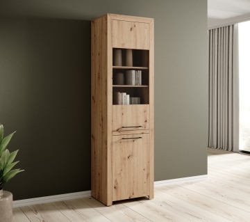 Bufet high JANEZ – 58x40x200 cm – Stejar Artisan / Negru - Img 6