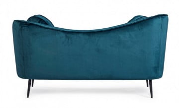 Canapea albastru petrol din catifea si lemn de Pin cu 2 locuri, 163 cm, Candis Bizzotto - Img 4