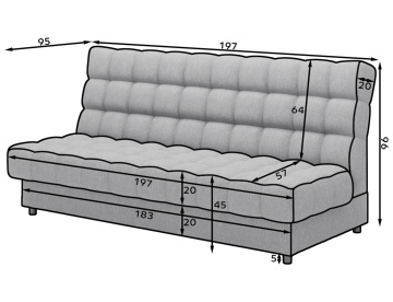 Canapea Clareta extensibil, 197x95x96 cm – Xillar 18 – prezentare de catalog a produsului