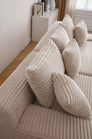 Canapea crem modernă din chenille moale