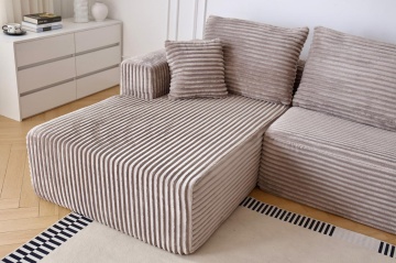 Detaliu sezlong Colțar bej premium memory foam cu design modern