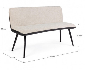 Canapea cu 2 locuri bej din stofa si metal, 142 cm, Louis Bizzotto - Img 2