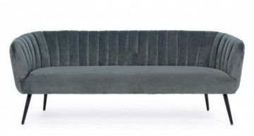 Canapea gri inchis din catifea si lemn cu 3 locuri, 178 cm, Avril Bizzotto - Img 3