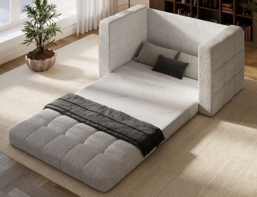 Canapea Kastol , alb bouclé extensibil, 137x71x74 cm – Royal 01 - Img 7