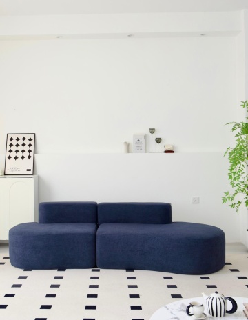 Vedere frontala Canapea bleumarin premium din spumă HD pentru living