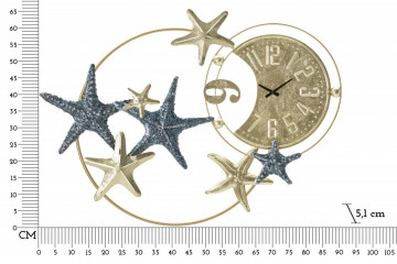 Ceas de perete albastru / auriu din metal, 91 x 5,1 x 66,3 cm, Sea Star Mauro Ferreti - Img 5