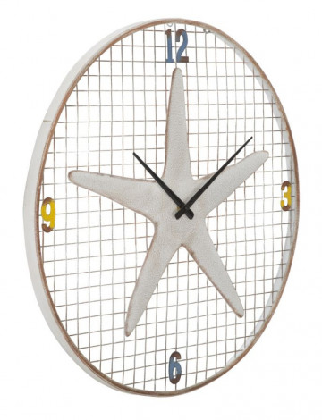 Ceas decorativ alb/maro antichizat din metal, ∅ 57 cm, Sea Star Mauro Ferretti - Img 5