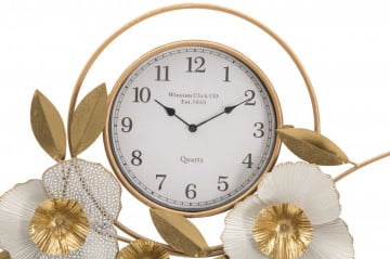 Ceas decorativ auriu/alb din metal, 92,5x8x45,5 cm, Flow Mauro Ferretti - Img 2