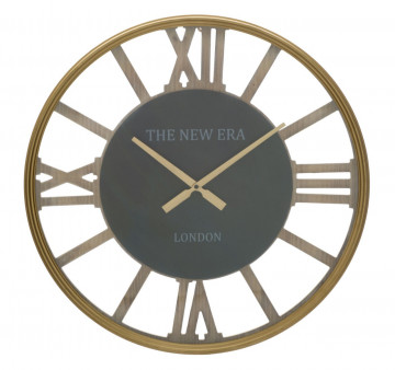 Ceas decorativ auriu/negru din metal si MDF, ∅ 60 cm, New Era Mauro Ferretti - Img 1
