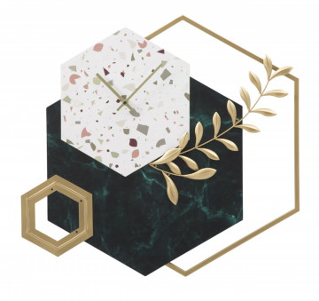 Ceas decorativ multicolor din MDF si metal, ∅ 62 cm, Hexagon Mauro Ferretti - Img 1