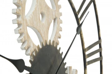 Ceas decorativ negru/crem din metal si MDF, ∅ 70 cm, Gear Mauro Ferretti - Img 5