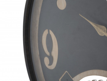 Ceas decorativ negru/maro din MDF si metal, ∅ 67 cm, Gear Mauro Ferretti - Img 3