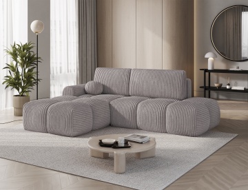 colțar extensibil ELTAP Vittario grej Modullo 03 în living luminos cu decor modern și plantă decorativă
