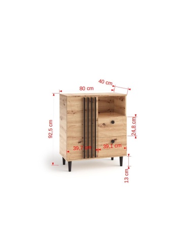 Comodă LIVIA 01 – 80x40x92.5 cm – Stejar Artisan - Img 4