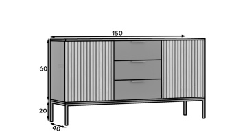 Comodă Meorati 150 Chest of drawer negru, 40x150x80 cm – Negru – cadru alternativ al produsului