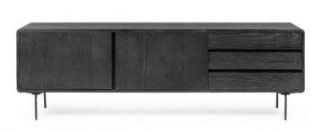 Comoda TV neagra din lemn de Frasin, 160x40x50 cm, Widal Bizzotto - Img 2