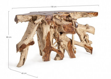 Consola finisaj natural din lemn de Teak, 150x45x80 cm, Lisandra Bizzotto - Img 2