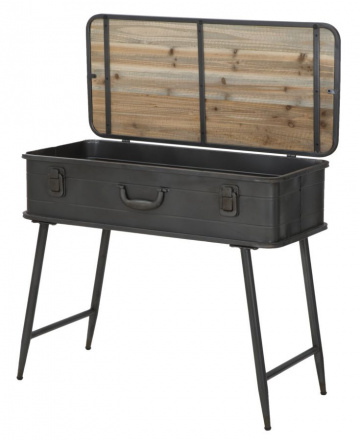 Consola neagra din lemn de brad si metal, 80 x 35 x 67,5 cm, Industry Mauro Ferreti - Img 4