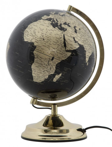 Decoratiune cu lumina ambientala glob negru/auriu din metal, ∅ 25 cm, Globe Mauro Ferretti - Img 1